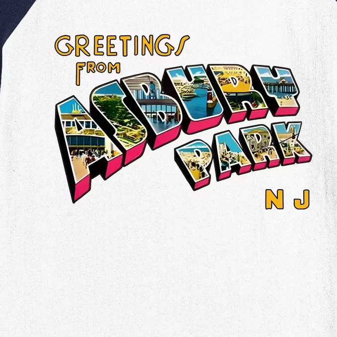 Greetings From Asbury Park NJ 70s Rock Music Retro Baseball Sleeve Shirt