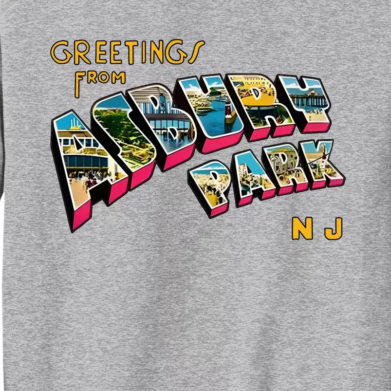 Greetings From Asbury Park NJ 70s Rock Music Retro Tall Sweatshirt