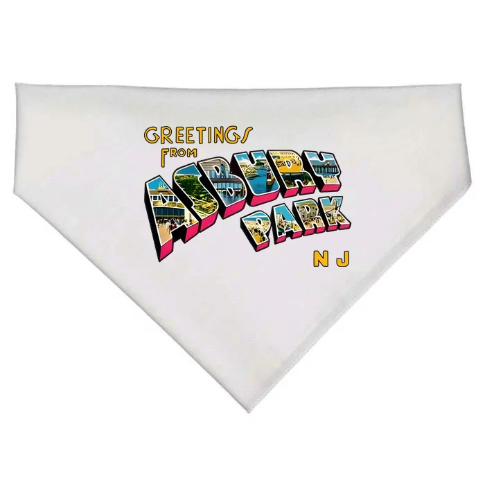 Greetings From Asbury Park NJ 70s Rock Music Retro USA-Made Doggie Bandana