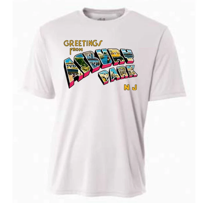 Greetings From Asbury Park NJ 70s Rock Music Retro Cooling Performance Crew T-Shirt