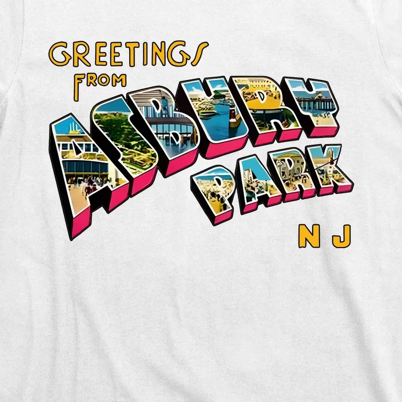 Greetings From Asbury Park NJ 70s Rock Music Retro T-Shirt