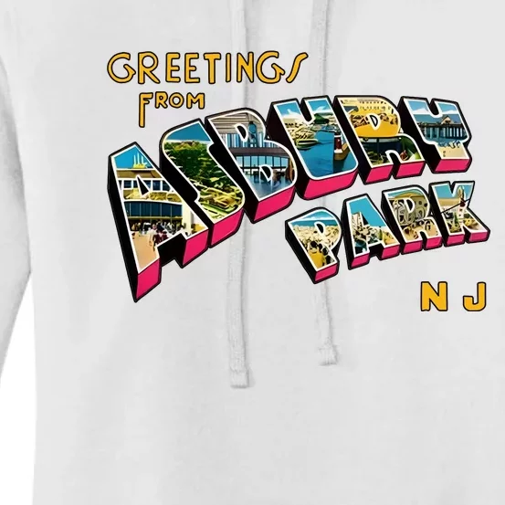 Greetings From Asbury Park NJ 70s Rock Music Retro Women's Pullover Hoodie