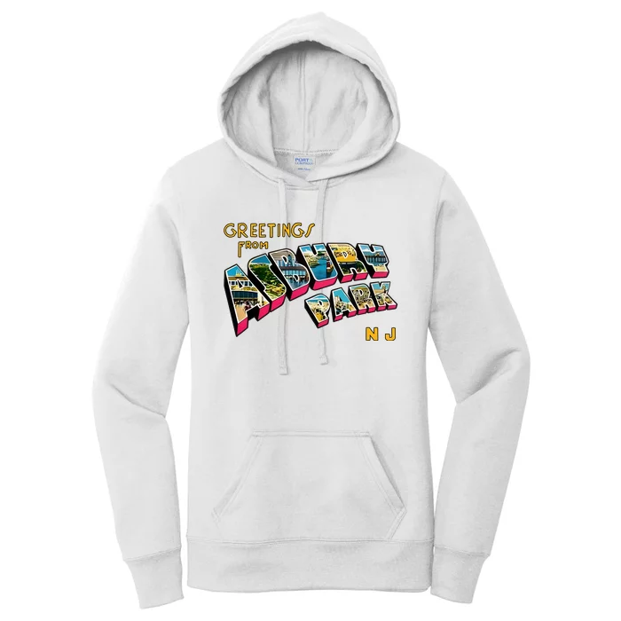 Greetings From Asbury Park NJ 70s Rock Music Retro Women's Pullover Hoodie