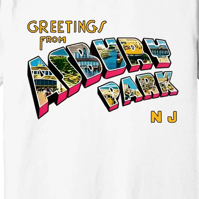 Greetings From Asbury Park NJ 70s Rock Music Retro Premium T-Shirt