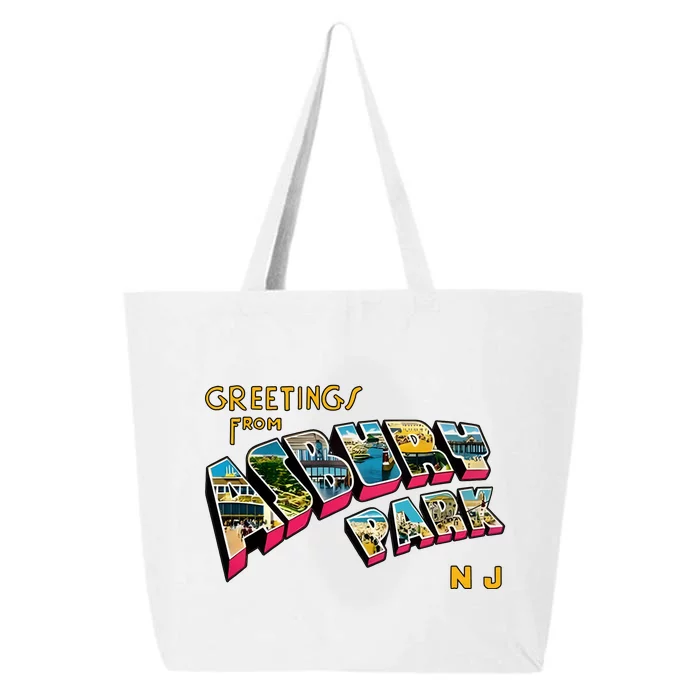 Greetings From Asbury Park NJ 70s Rock Music Retro 25L Jumbo Tote