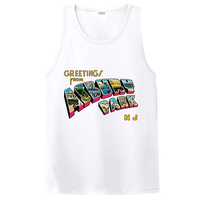 Greetings From Asbury Park NJ 70s Rock Music Retro Performance Tank