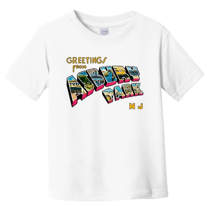 Greetings From Asbury Park NJ 70s Rock Music Retro Toddler T-Shirt