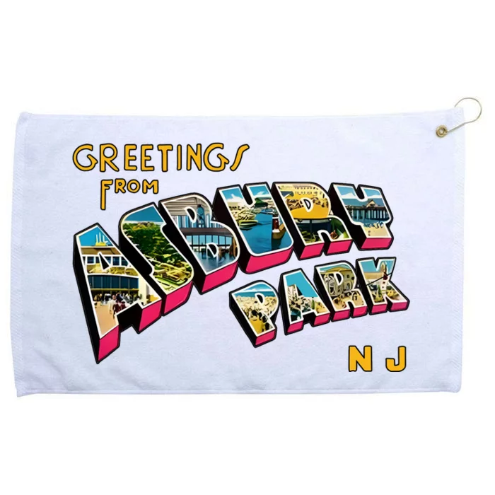 Greetings From Asbury Park NJ 70s Rock Music Retro Grommeted Golf Towel