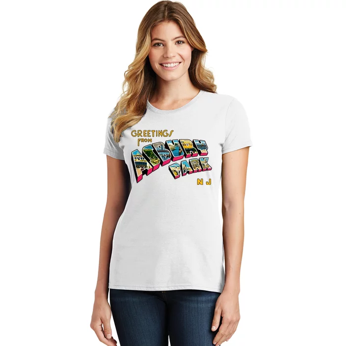 Greetings From Asbury Park NJ 70s Rock Music Retro Women's T-Shirt