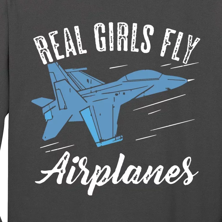 Girl Fly Airplanes Funny Aviation Future Pilot Jet Lovers Long Sleeve Shirt