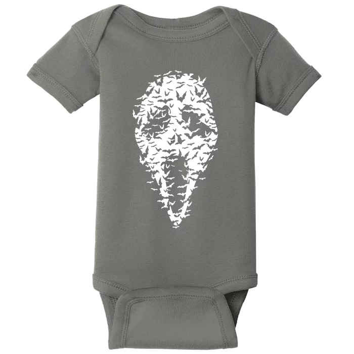 Ghost Face Bat Halloween Movie Mask Baby Bodysuit