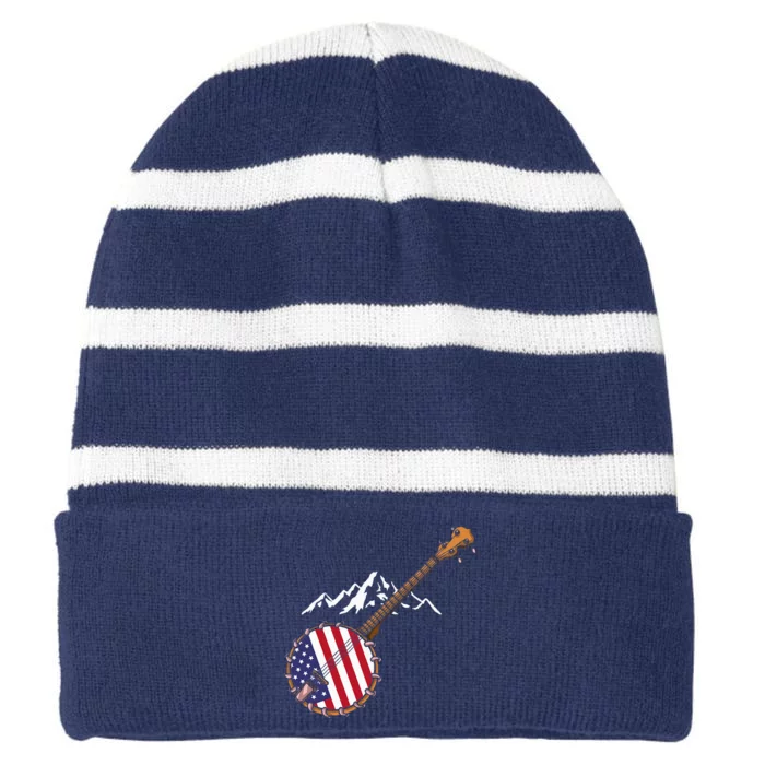 Gifts For Bluegrass Lovers Banjo Mandolin Kentucky Striped Beanie with Solid Band