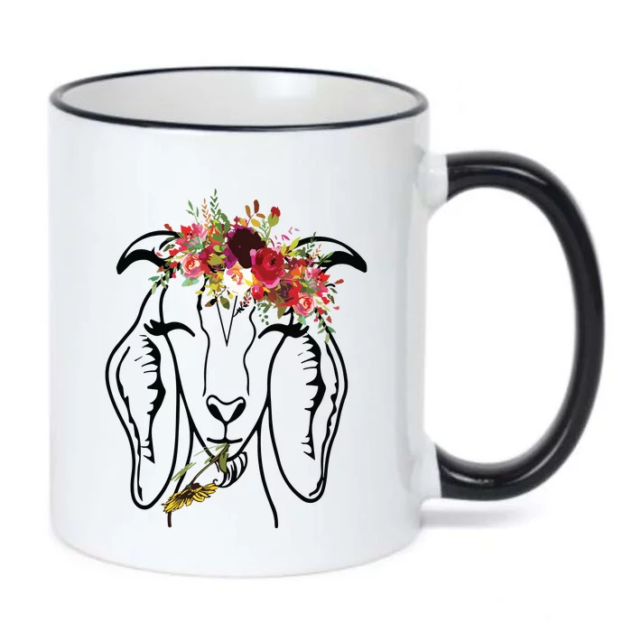 Goats Floral Bandana Headband Farm Animal Goat Graphics Black Color Changing Mug