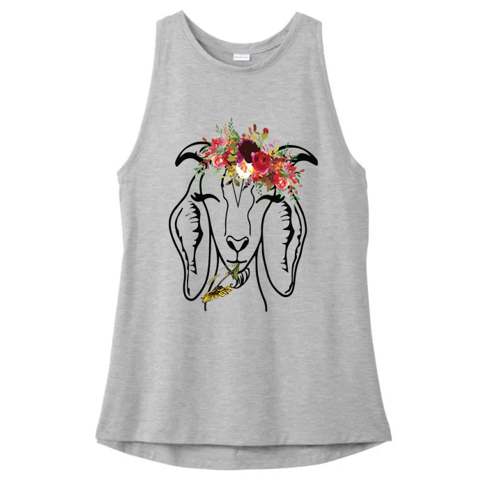 Goats Floral Bandana Headband Farm Animal Goat Graphics Ladies Tri-Blend Wicking Tank