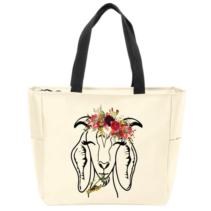 Goats Floral Bandana Headband Farm Animal Goat Graphics Zip Tote Bag