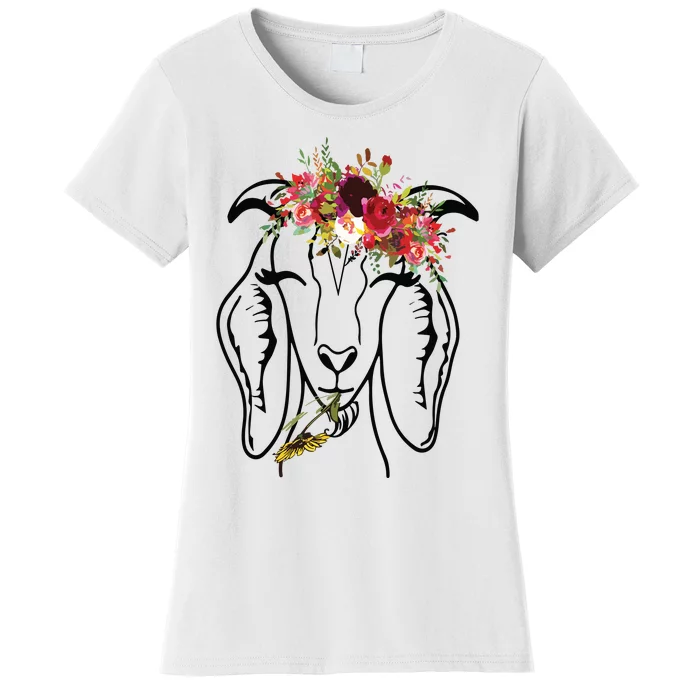 Goats Floral Bandana Headband Farm Animal Goat Graphics Women's T-Shirt