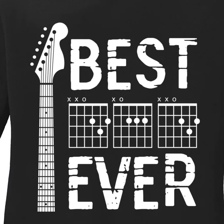 Guitarist Father Best Dad Ever D A D Chord Gifts Guitar Ladies Long Sleeve Shirt