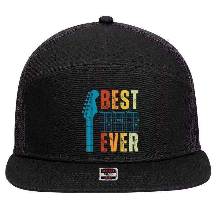 Guitarist Father Best Dad Ever Retro Gift 7 Panel Mesh Trucker Snapback Hat