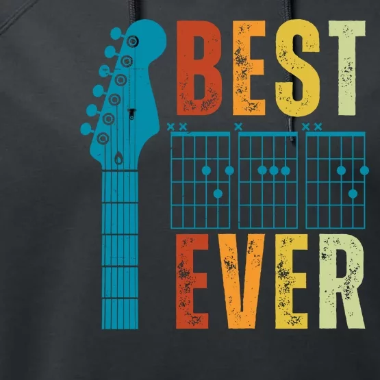 Guitarist Father Best Dad Ever Retro Gift Performance Fleece Hoodie