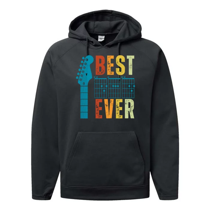 Guitarist Father Best Dad Ever Retro Gift Performance Fleece Hoodie