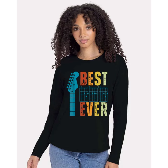 Guitarist Father Best Dad Ever Retro Gift Womens Cotton Relaxed Long Sleeve T-Shirt