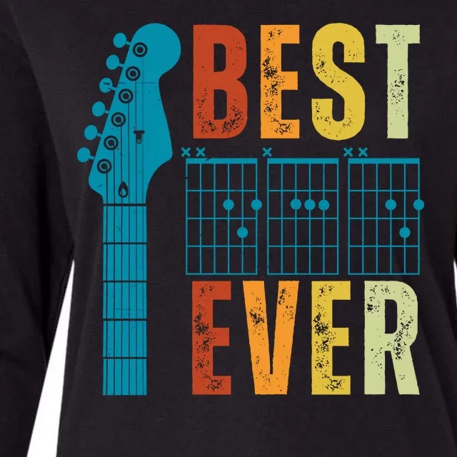 Guitarist Father Best Dad Ever Retro Gift Womens Cotton Relaxed Long Sleeve T-Shirt