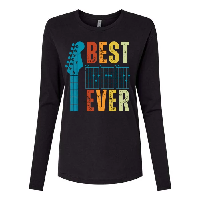 Guitarist Father Best Dad Ever Retro Gift Womens Cotton Relaxed Long Sleeve T-Shirt