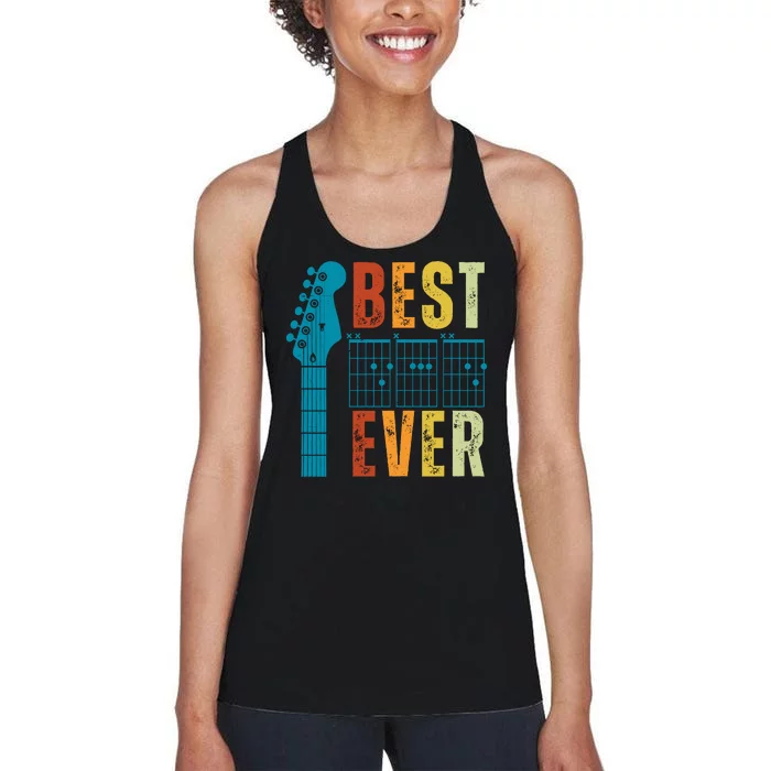 Guitarist Father Best Dad Ever Retro Gift Women's Racerback Tank