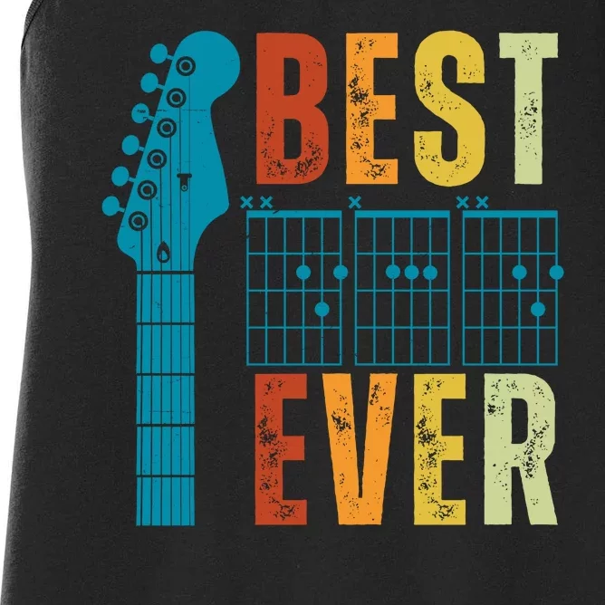 Guitarist Father Best Dad Ever Retro Gift Women's Racerback Tank