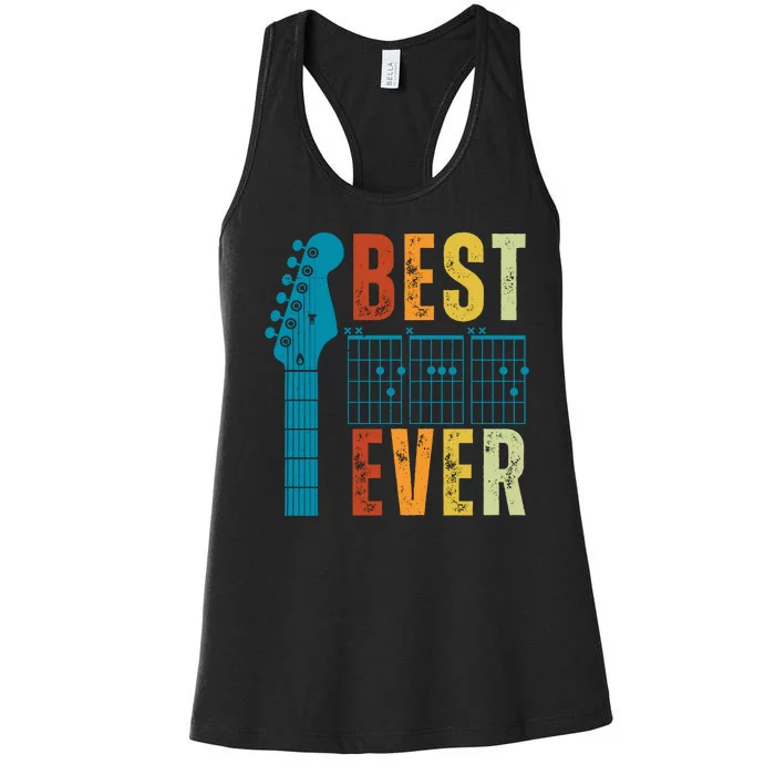 Guitarist Father Best Dad Ever Retro Gift Women's Racerback Tank