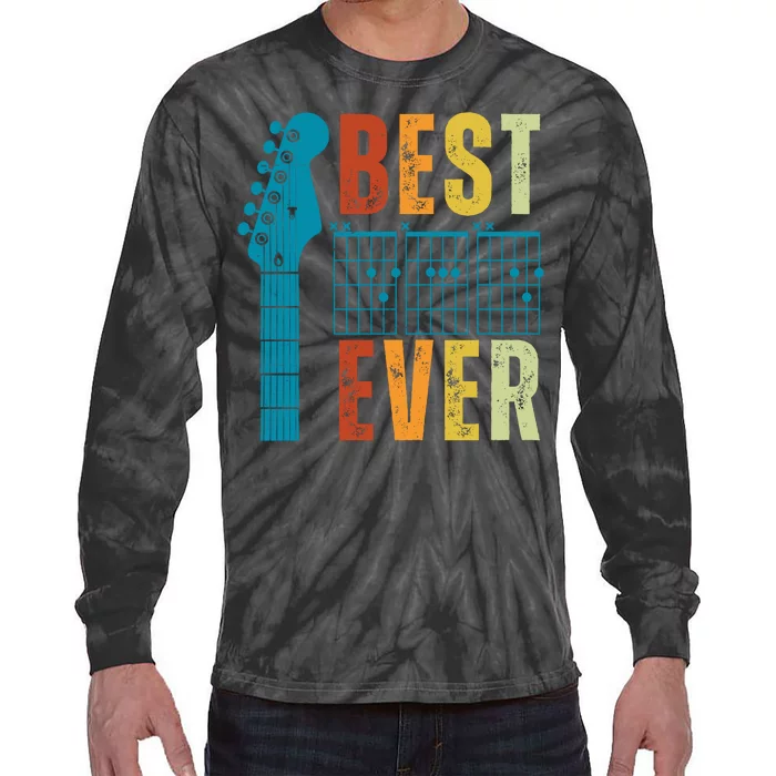 Guitarist Father Best Dad Ever Retro Gift Tie-Dye Long Sleeve Shirt