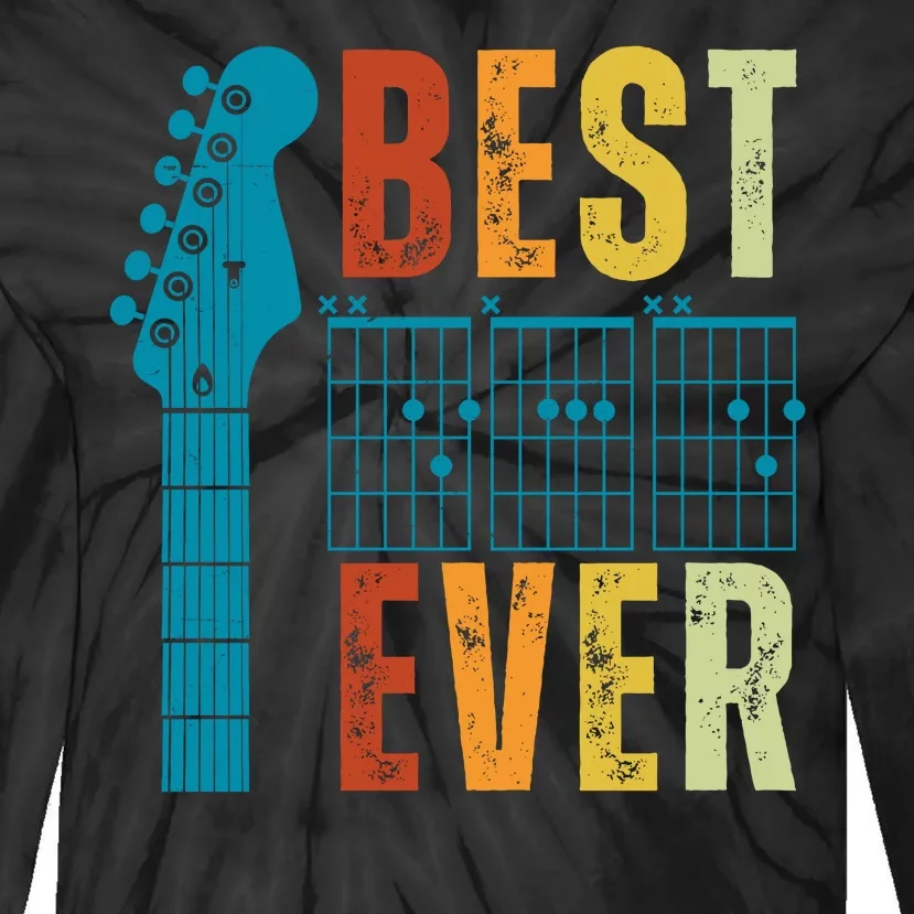 Guitarist Father Best Dad Ever Retro Gift Tie-Dye Long Sleeve Shirt