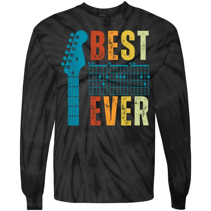 Guitarist Father Best Dad Ever Retro Gift Tie-Dye Long Sleeve Shirt