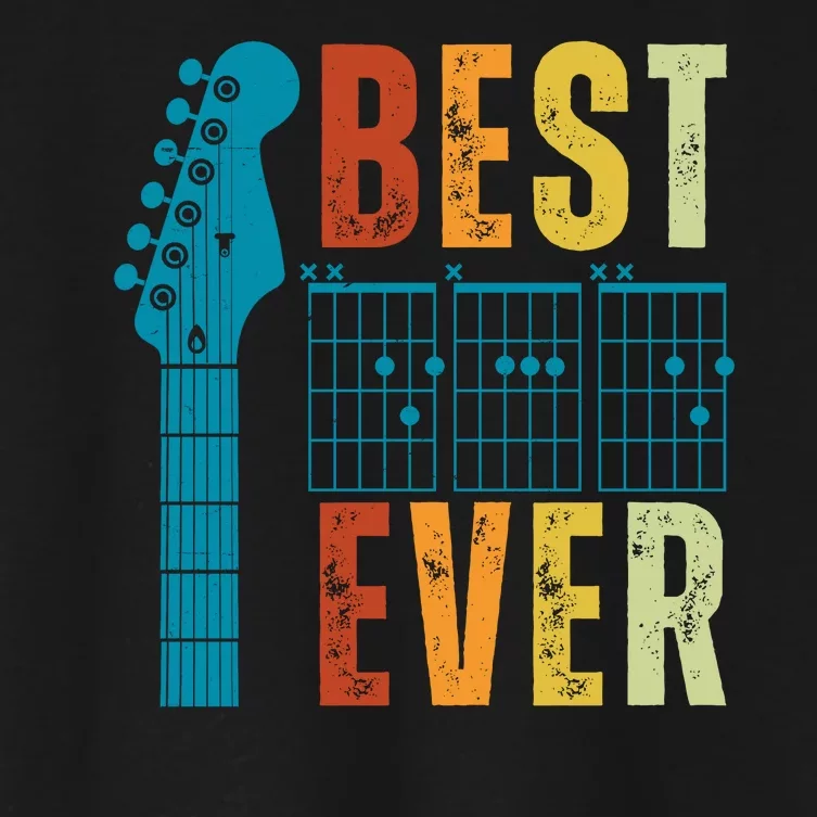 Guitarist Father Best Dad Ever Retro Gift Women's Crop Top Tee