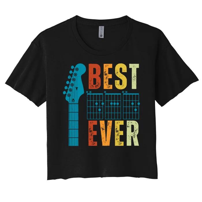 Guitarist Father Best Dad Ever Retro Gift Women's Crop Top Tee