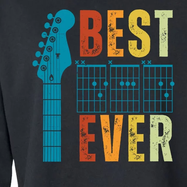 Guitarist Father Best Dad Ever Retro Gift Cropped Pullover Crew