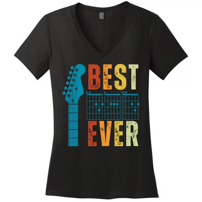 Guitarist Father Best Dad Ever Retro Gift Women's V-Neck T-Shirt