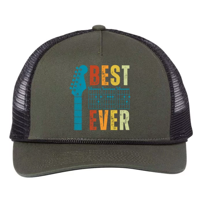 Guitarist Father Best Dad Ever Retro Gift Retro Rope Trucker Hat Cap