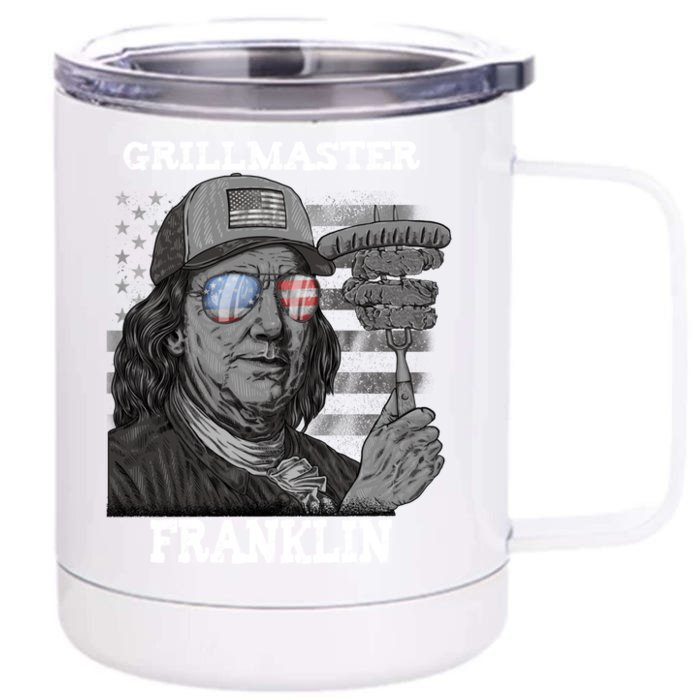 Grillmaster Franklin Ben 4th Of July Usa Bbq Gift Front & Back 12oz Stainless Steel Tumbler Cup