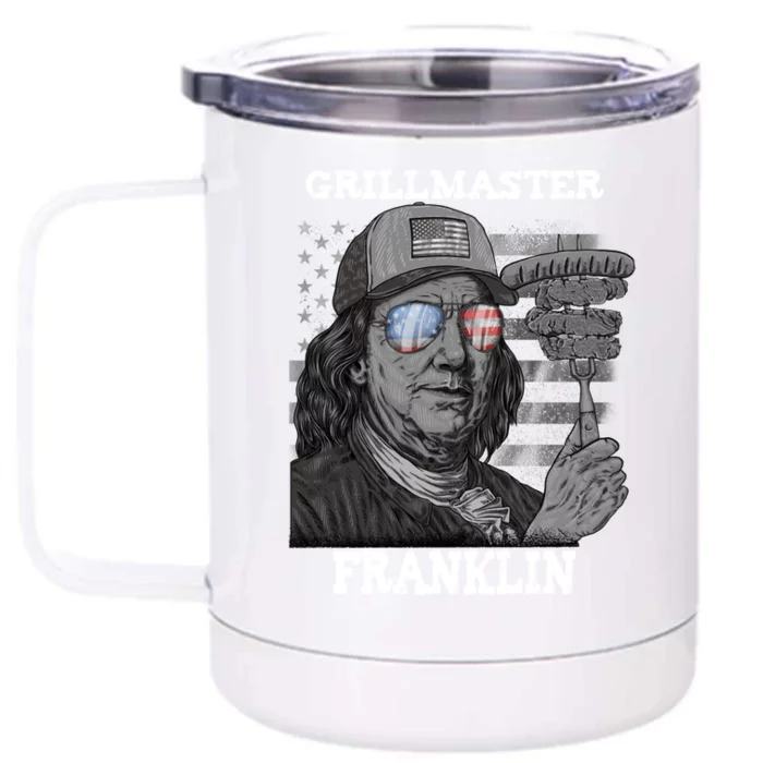 Grillmaster Franklin Ben 4th Of July Usa Bbq Gift Front & Back 12oz Stainless Steel Tumbler Cup