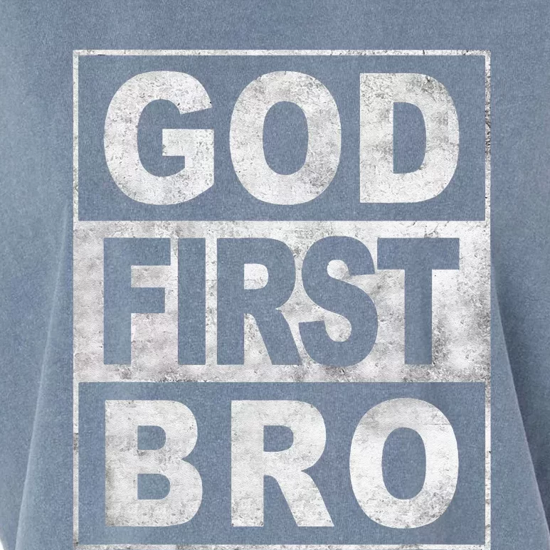 GOD FIRST BRO CHRISTIAN FAITH JESUS Garment-Dyed Women's Muscle Tee