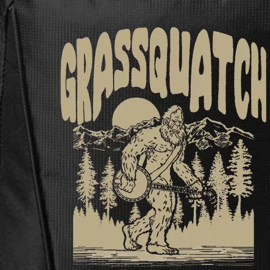 Grassquatch! Funny Bigfoot Banjo Bluegrass Sasquatch Outdoor City Backpack