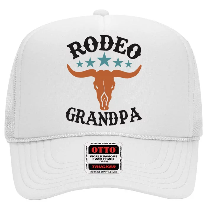 Grandpa First Birthday Cowboy Western Rodeo Party Matching High Crown Mesh Trucker Hat