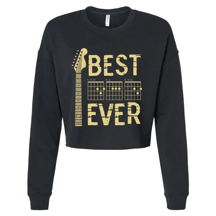 Guitarist Father Best Dad Ever D A D Chord Gifts Guitar Cropped Pullover Crew