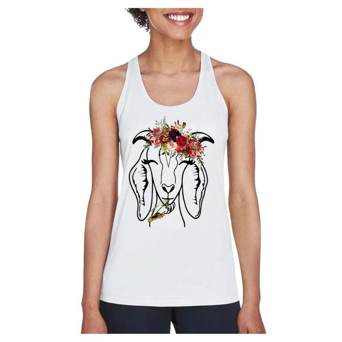 Goats Floral Bandana Headband Farm Animal Goat Graphics Women's Racerback Tank