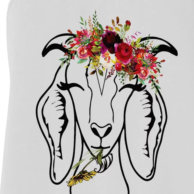 Goats Floral Bandana Headband Farm Animal Goat Graphics Women's Racerback Tank