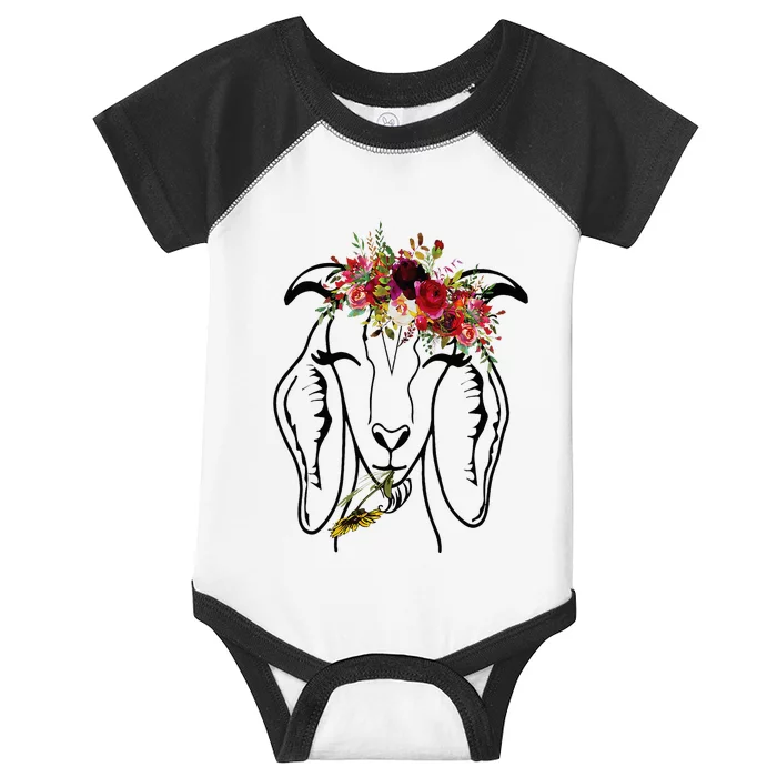 Goats Floral Bandana Headband Farm Animal Goat Graphics Infant Baby Jersey Bodysuit