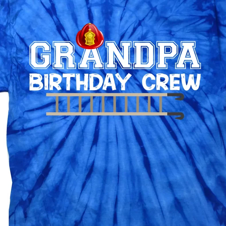 Grandpa Firefighter Birthday Crew Family Matching Fire Truck Gift Tie-Dye T-Shirt