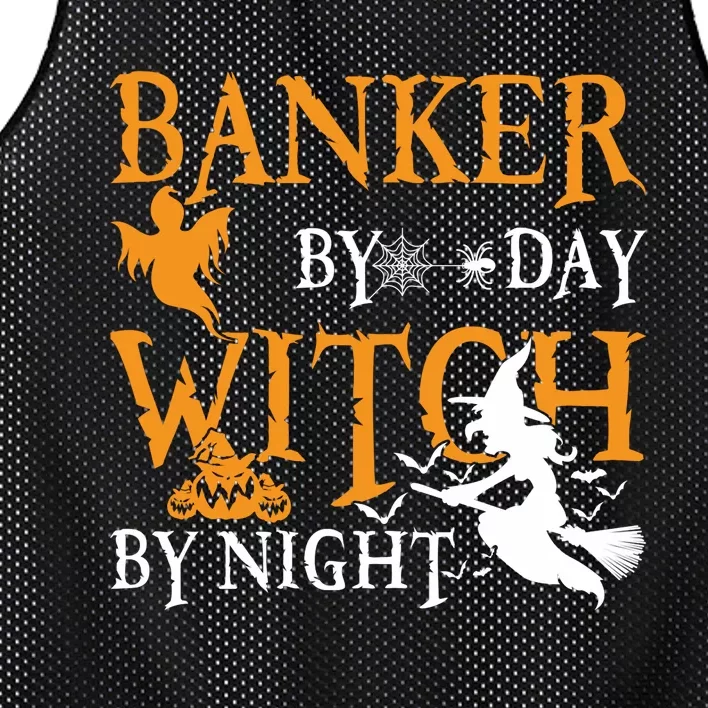 Gifts For Bankers Banker By Day Witch By Night Halloween Mesh Reversible Basketball Jersey Tank