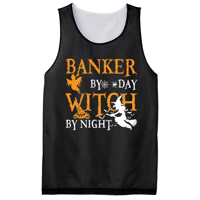 Gifts For Bankers Banker By Day Witch By Night Halloween Mesh Reversible Basketball Jersey Tank